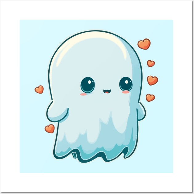 Cute Ghost Character and Hearts Wall Art by MelihsDump